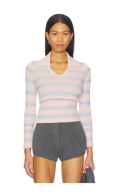 Guest In Residence Women's Port Stripe Cashmere Polo In Pink