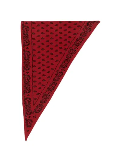 Guest In Residence Triangular Paisley Print Pure Cashmere Scarf In Red