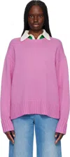 Guest In Residence Purple Cozy Crew Sweater In Fus Fuchsia