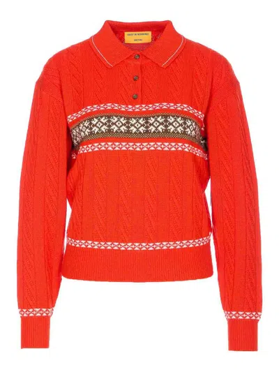 Guest In Residence Red Cable Collegiate Knitted Polo