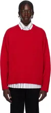 Guest In Residence Red Oversized Crew Sweater In True Red