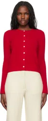Guest In Residence Jane Pointelle Cashmere Cardigan In Trr True Red