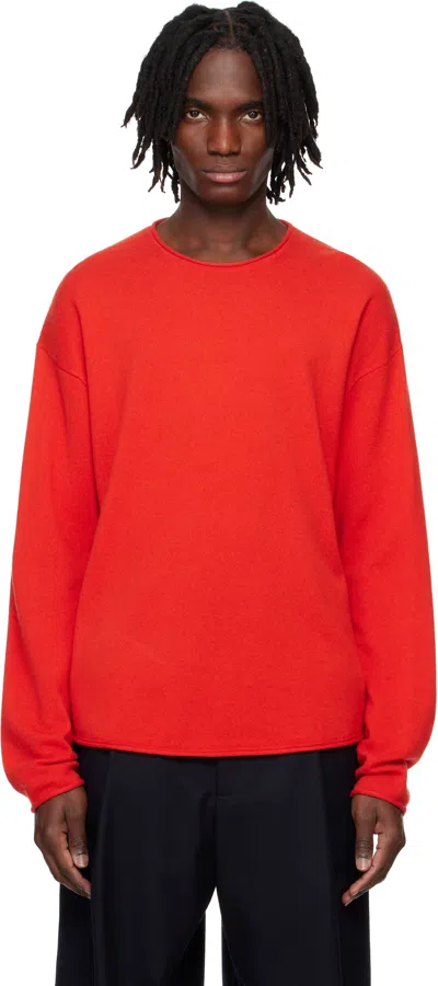 Guest In Residence Red Oversized Crew Sweater In Cherry