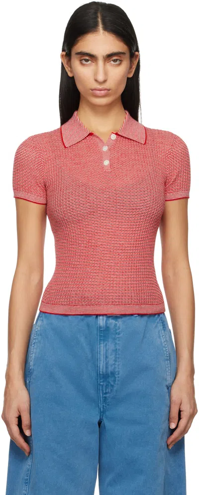 Guest In Residence Red Shrunken Polo In Trrcre True Red/crea