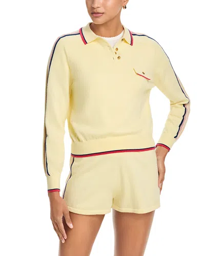 Guest In Residence Relay Striped Cotton And Cashmere-blend Polo Shirt In Yellow