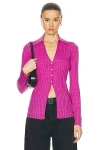 Guest In Residence Womens Fuschia V-neck Ribbed Merino Wool-blend Cardigan In Fuchsia