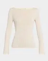 Guest In Residence Rib Flare Cashmere Top In Natural