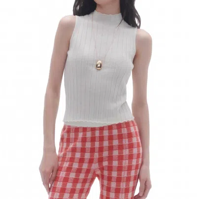 GUEST IN RESIDENCE RIB MOCKNECK SHELL TOP IN CREAM