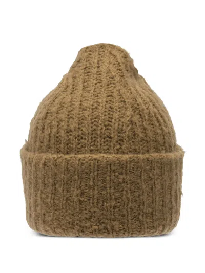 Guest In Residence Knitted Hats Folded Cuff Ribbed Texture In Brown