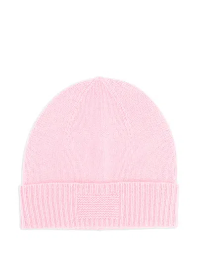 Guest In Residence Pastel Pink Wide Ribbed Cuff Cashmere Beanie In White