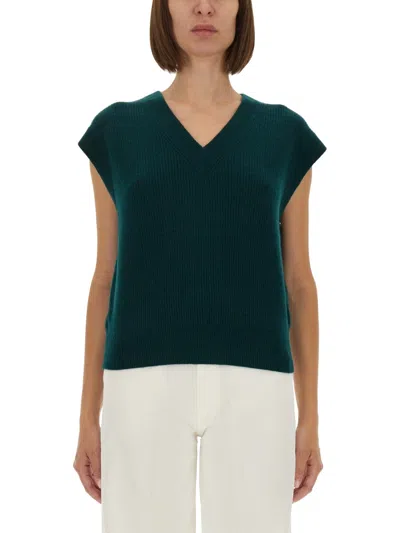Guest In Residence Ribbed Knit Cashmere Vest In Green