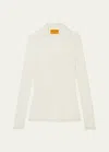 Guest In Residence Ribbed Wool Cashmere V-neck Polo Cardigan In Cream