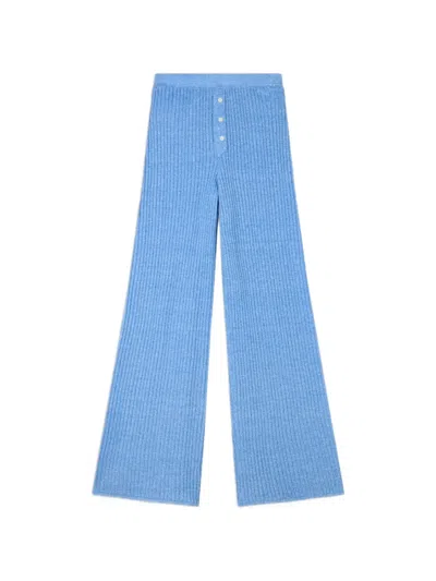 Guest In Residence Ribbed-knit Button-front Trousers In Blue