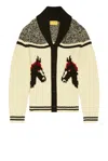 Guest In Residence Rodeo Shawl-collar Intarsia-knit Wool And Cashmere-blend Cardigan In Brown