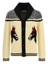 Guest In Residence Rodeo Shawl-collar Intarsia-knit Wool And Cashmere-blend Cardigan In Neutral