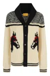 Guest In Residence Rodeo Cardigan With Contrast Embroidery And Lapel Neckline In Multi