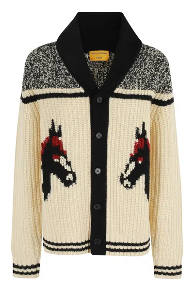 Guest In Residence Rodeo Cardigan With Contrast Embroidery And Lapel Neckline In Multi