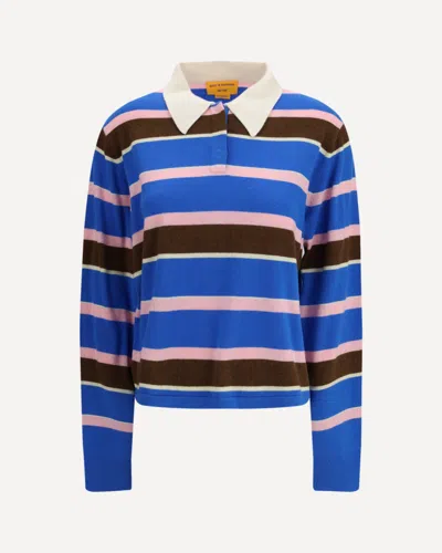Guest In Residence Rugby Cropped Striped Jumper In Blue