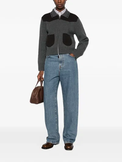 Guest In Residence Saddle Up Zip-up Cardigan In Gray