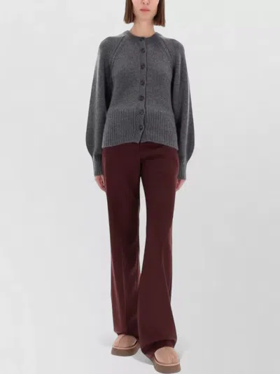 Guest In Residence Sculpted Cardigan Long Raglan Sleeve Knit In Gray
