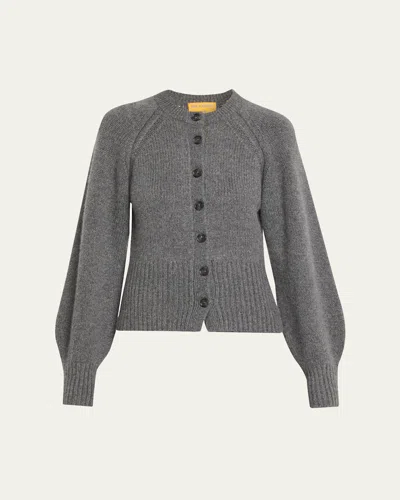 Guest In Residence Sculpted Crewneck Cashmere Cardigan In Gray