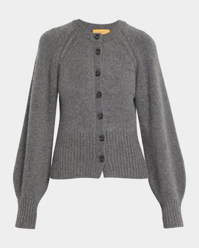 Guest In Residence Sculpted Crewneck Cashmere Cardigan In Gray