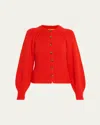 Guest In Residence Sculpted Crewneck Cashmere Cardigan In Red