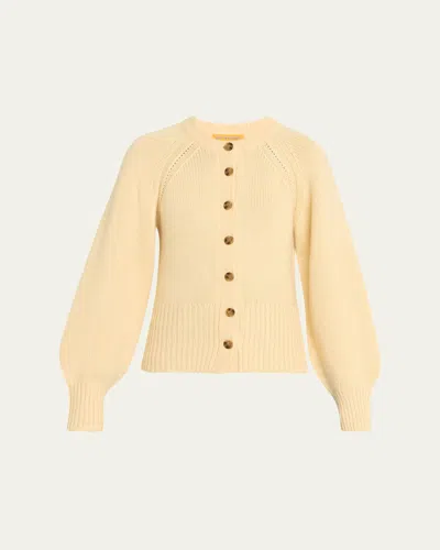Guest In Residence Sculpted Crewneck Cashmere Cardigan In Yellow
