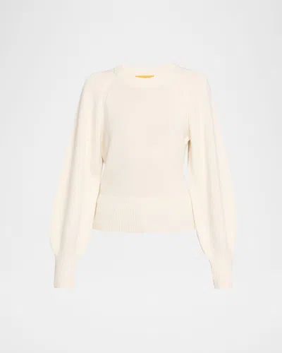 Guest In Residence Sculpted Crewneck Cashmere Sweater In White