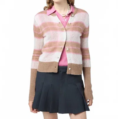 Guest In Residence Shadow Plaid Cardigan In Taupe Combo In Multi