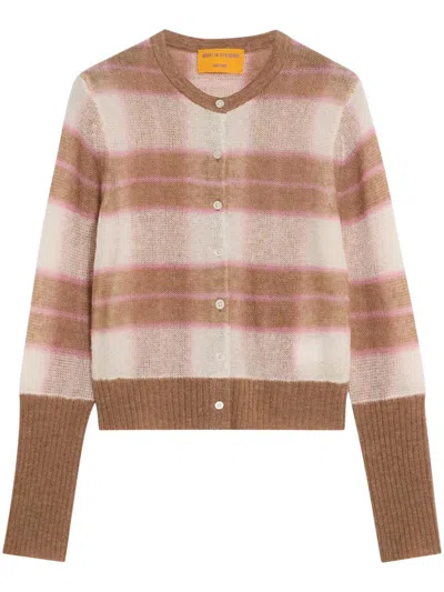 Guest In Residence Shadow Plaid Cardigan With Relaxed Fit In Brown