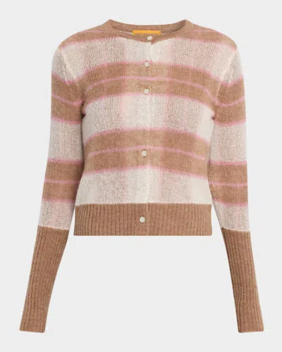 Guest In Residence Shadow Plaid Cashmere Cardigan In Multi