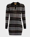 Guest In Residence Shadow Plaid Wool-cashmere Polo Dress In Black