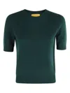 Guest In Residence Fitted Short-sleeved Cashmere Sweater Tee With Classic Crew Neck In Green