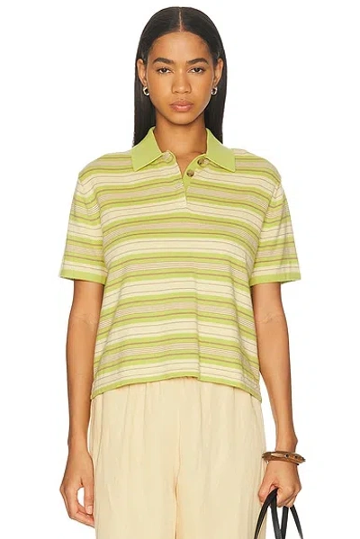 Guest In Residence Short Sleeve Stripe Rugby Top In Green
