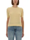 Guest In Residence Cashmere Short-sleeve Sweater In Gold