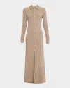 Guest In Residence Cashmere Buttoned-front Shirt Midi Day Dress In Gray