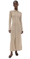 Guest In Residence Cashmere Buttoned-front Shirt Midi Day Dress In Brown