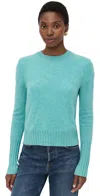 Guest In Residence Classic Crew Neck Sweater In Solid Pink Cotton In Blue