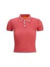 Guest In Residence Shrunken Cashmere Polo Shirt In True Red/cream