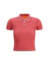 Guest In Residence Shrunken Cashmere Polo Shirt In True Red/cream