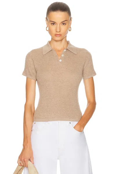 Guest In Residence Cashmere Short-sleeve Shrunken Polo Sweater In Orange