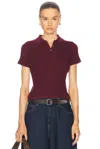 Guest In Residence Shrunken Cashmere Polo Top In Burgundy