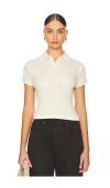 Guest In Residence Shrunken Cashmere Polo Top In White