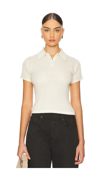 Guest In Residence Shrunken Cashmere Polo Top In White