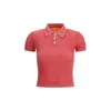 Guest In Residence Cashmere Short-sleeve Shrunken Polo Sweater In Red