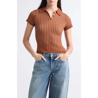 Guest In Residence Shrunken Cashmere Waffle Polo In Brown