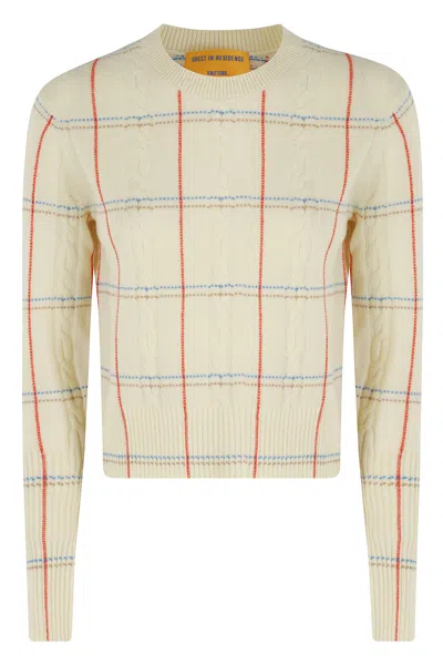 Guest In Residence Shrunken Check Crew In Neutral