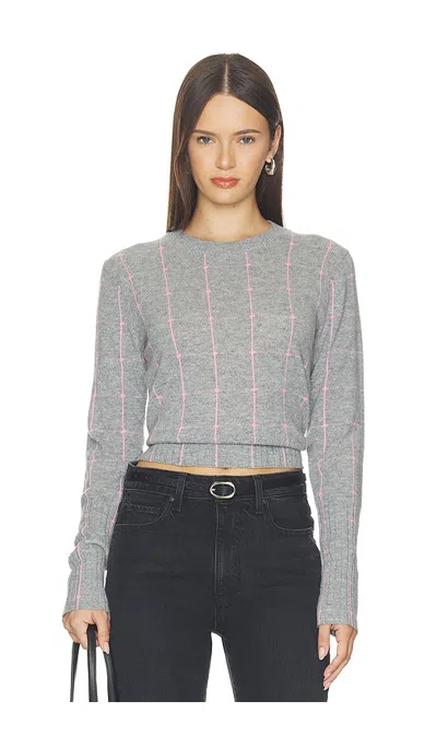 Guest In Residence Shrunken Checker Crew Sweater In Gray