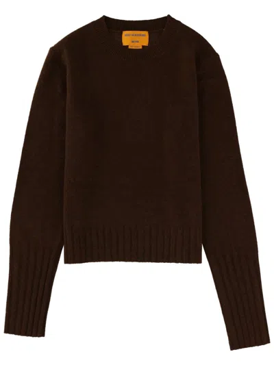 Guest In Residence Shrunken Crew Cropped Cashmere Knit Sweater In Black